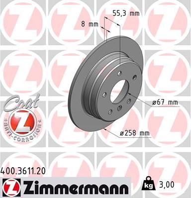 Zimmermann 400.3611.20 - Bremžu diski ps1.lv