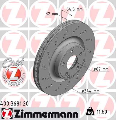 Zimmermann 400.3681.20 - Bremžu diski ps1.lv