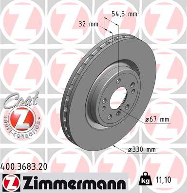 Zimmermann 400.3683.20 - Bremžu diski ps1.lv