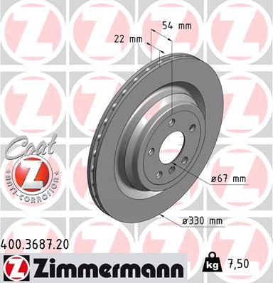 Zimmermann 400.3687.20 - Bremžu diski ps1.lv