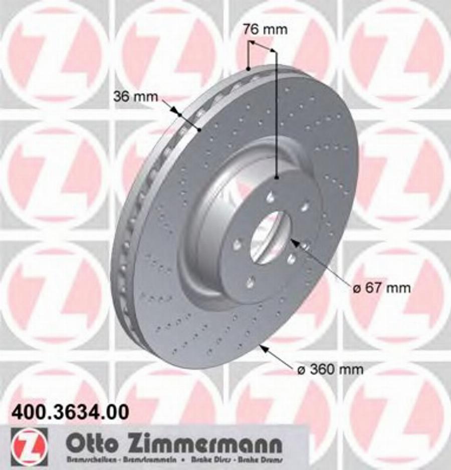 Zimmermann 400 3634 00 - Bremžu diski ps1.lv