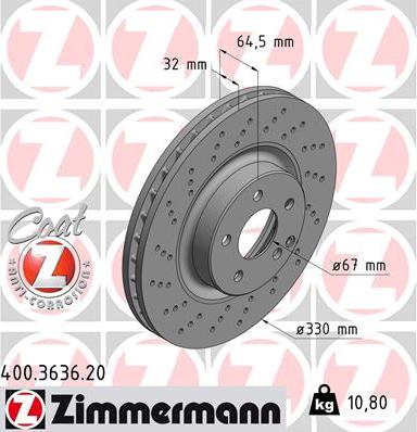 Zimmermann 400.3636.20 - Bremžu diski ps1.lv