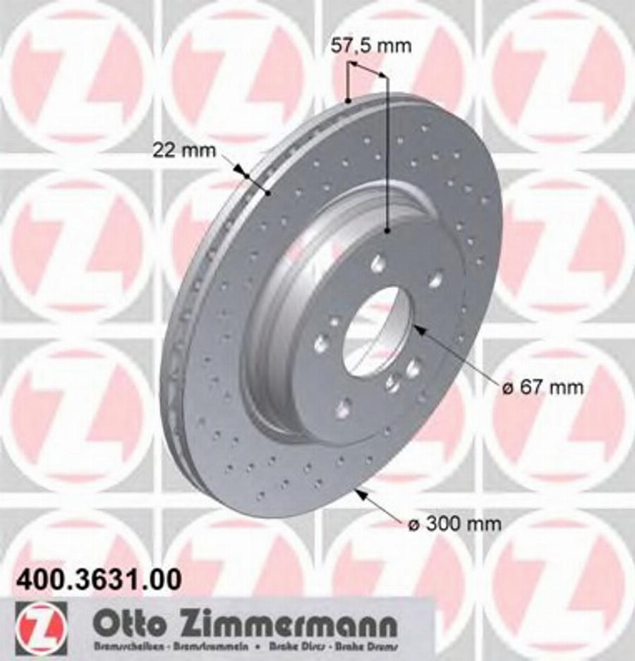 Zimmermann 400363100 - Bremžu diski ps1.lv