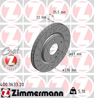 Zimmermann 400.3633.20 - Bremžu diski ps1.lv