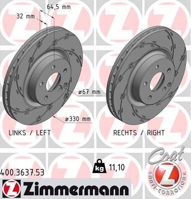 Zimmermann 400.3637.53 - Bremžu diski ps1.lv