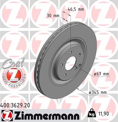 Zimmermann 400.3629.20 - Bremžu diski ps1.lv