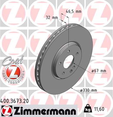 Zimmermann 400.3673.20 - Bremžu diski ps1.lv