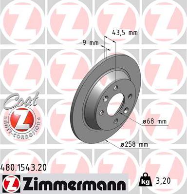 Zimmermann 480.1543.20 - Bremžu diski ps1.lv