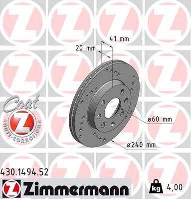 Zimmermann 430.1494.52 - Bremžu diski ps1.lv