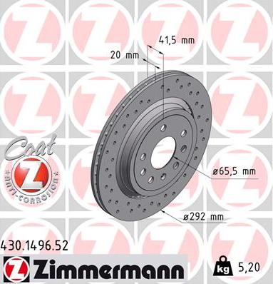 Zimmermann 430.1496.52 - Bremžu diski ps1.lv