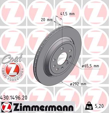 Zimmermann 430.1496.20 - Bremžu diski ps1.lv