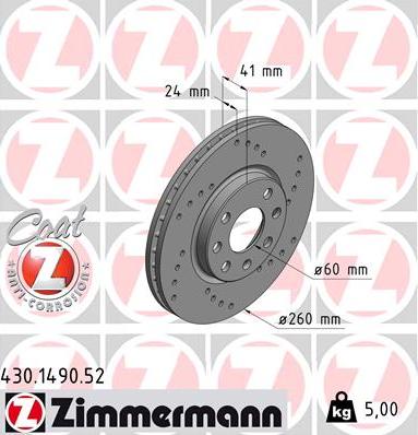 Zimmermann 430.1490.52 - Bremžu diski ps1.lv