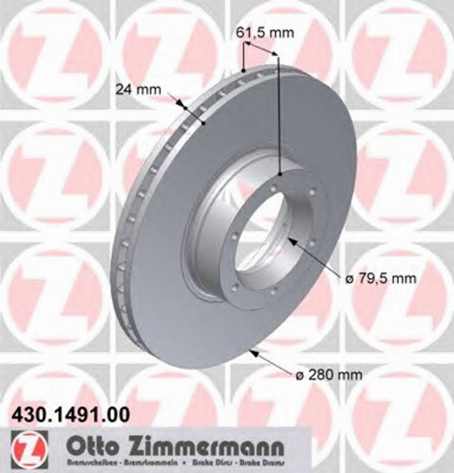 Zimmermann 430.1491.00 - Bremžu diski ps1.lv