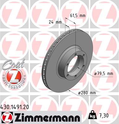 Zimmermann 430.1491.20 - Bremžu diski ps1.lv