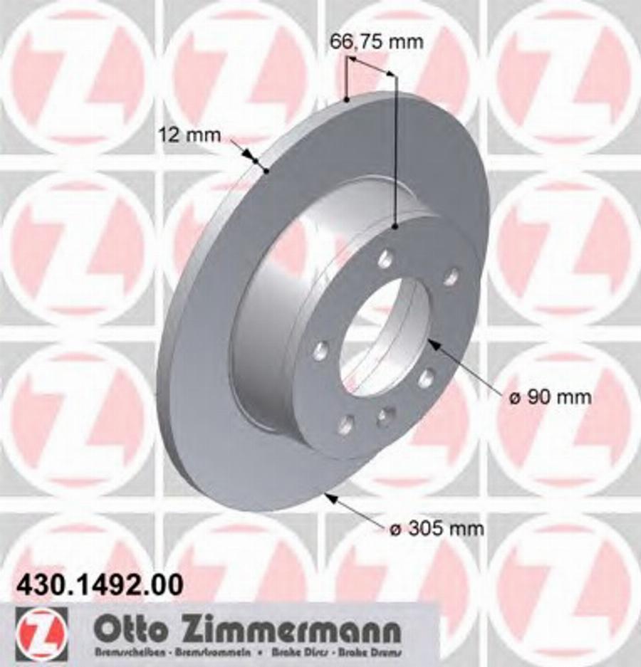 Zimmermann 430 1492 00 - Bremžu diski ps1.lv