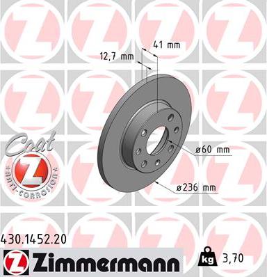 Zimmermann 430.1452.20 - Bremžu diski ps1.lv