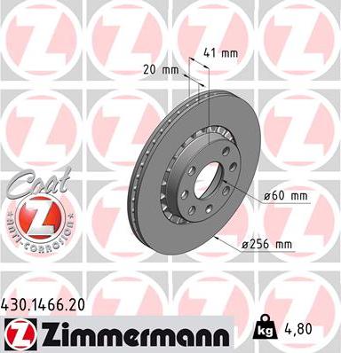 Zimmermann 430.1466.20 - Bremžu diski ps1.lv