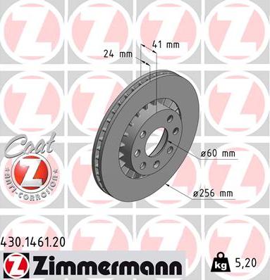 Zimmermann 430.1461.20 - Bremžu diski ps1.lv