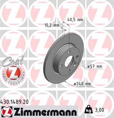 Zimmermann 430.1489.20 - Bremžu diski ps1.lv