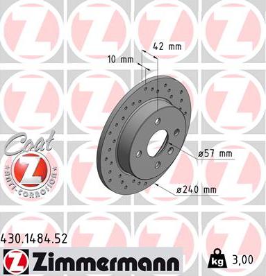 Zimmermann 430.1484.52 - Bremžu diski ps1.lv