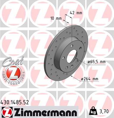 Zimmermann 430.1485.52 - Bremžu diski ps1.lv