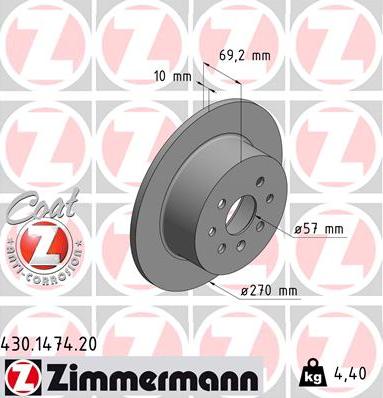 Zimmermann 430.1474.20 - Bremžu diski ps1.lv