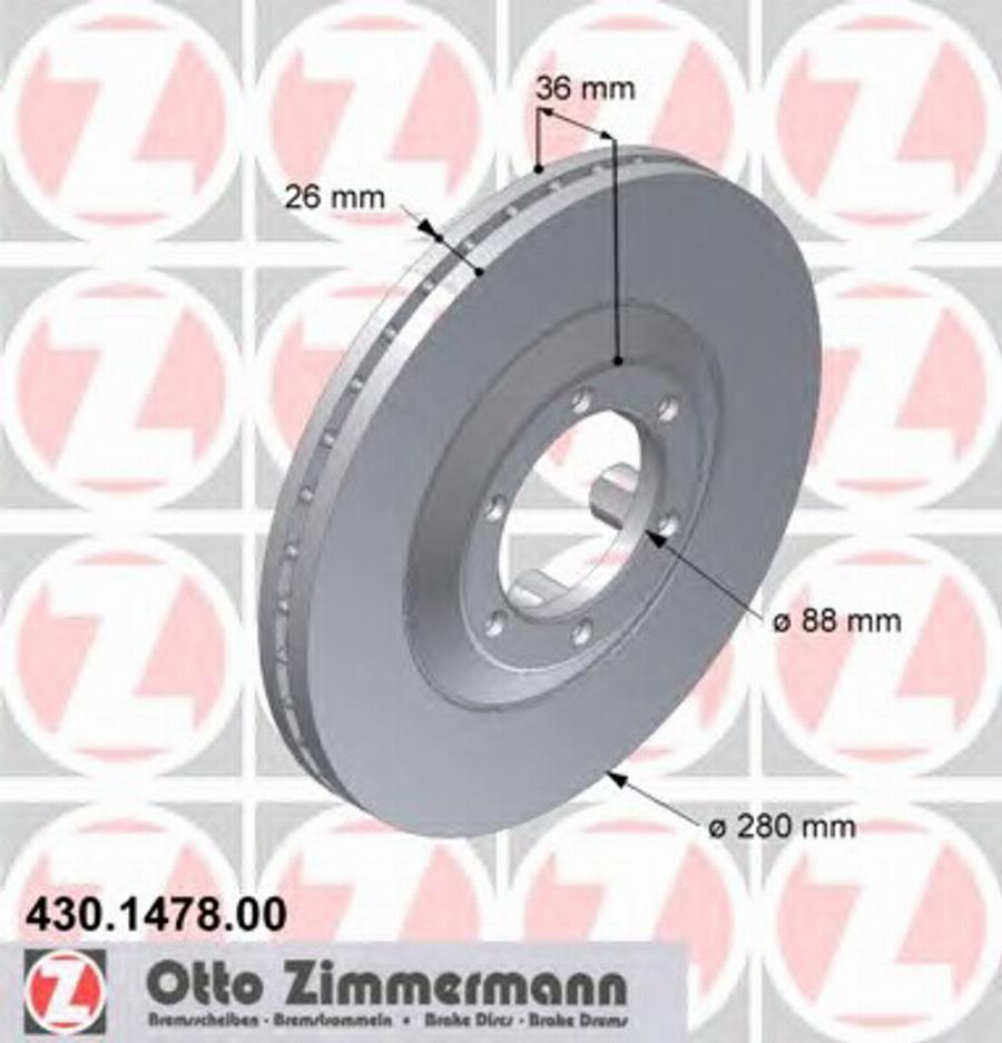 Zimmermann 430 1478 00 - Bremžu diski ps1.lv