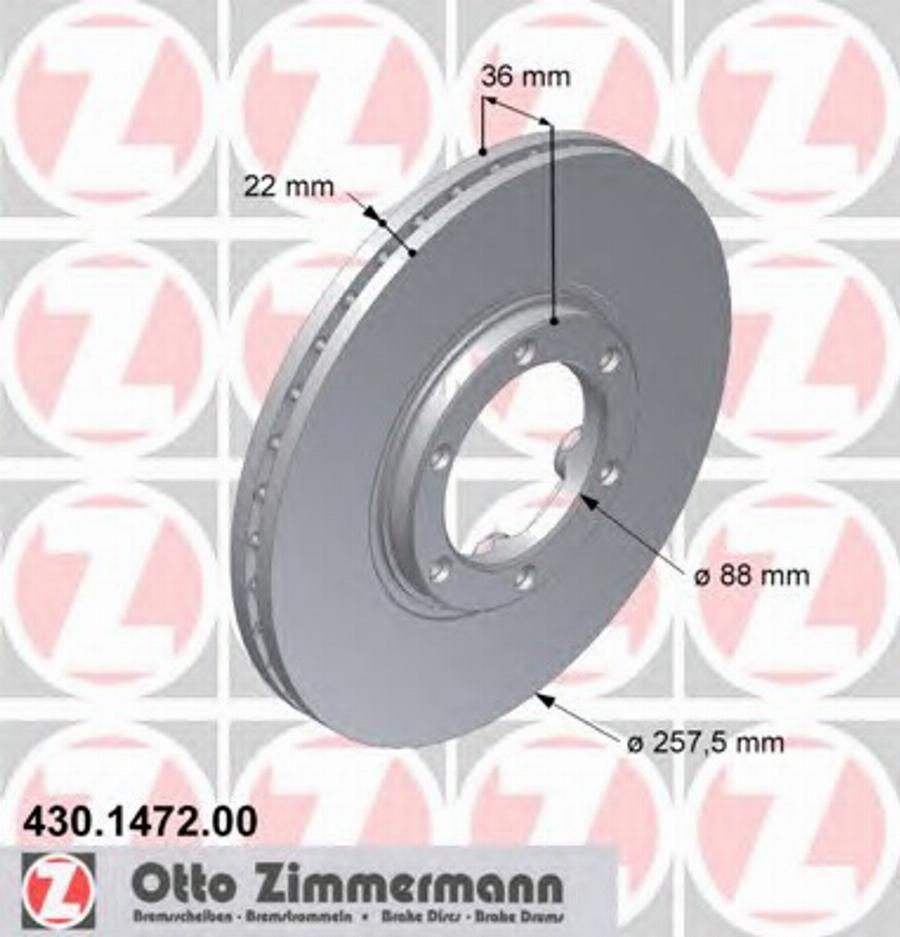 Zimmermann 430.1472.00 - Bremžu diski ps1.lv