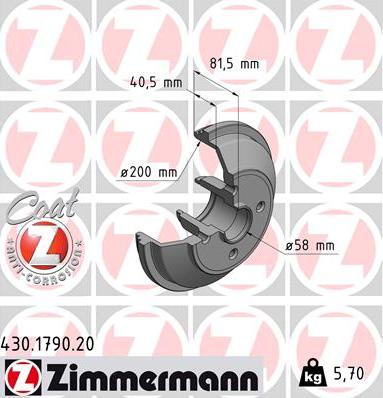 Zimmermann 430.1790.20 - Bremžu trumulis ps1.lv