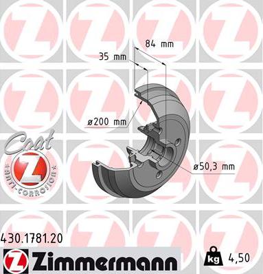 Zimmermann 430.1781.00 - Bremžu trumulis ps1.lv