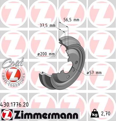 Zimmermann 430.1776.20 - Bremžu trumulis ps1.lv