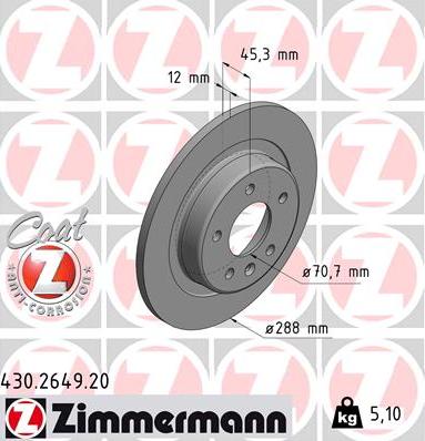 Zimmermann 430.2649.20 - Bremžu diski ps1.lv