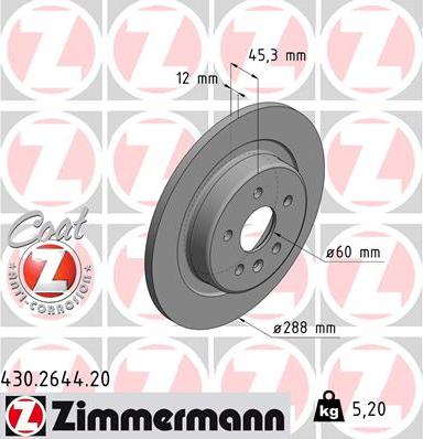 Zimmermann 430.2644.20 - Bremžu diski ps1.lv