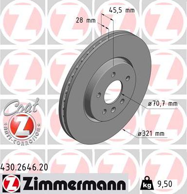 Zimmermann 430.2646.20 - Bremžu diski ps1.lv