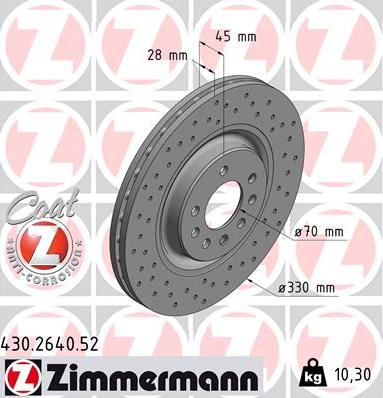 Zimmermann 430.2640.52 - Bremžu diski ps1.lv