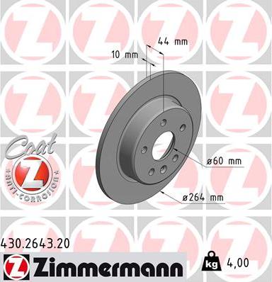 Zimmermann 430.2643.20 - Bremžu diski ps1.lv