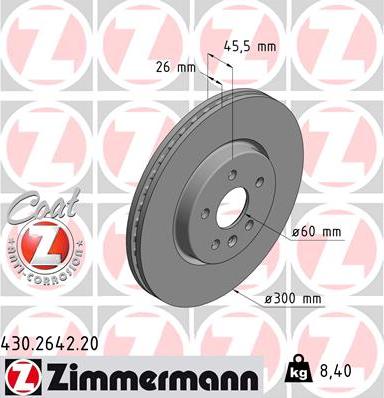 Zimmermann 430.2642.20 - Bremžu diski ps1.lv