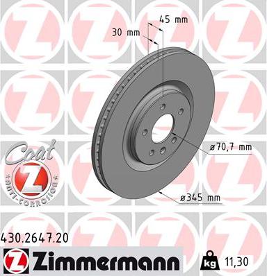 Zimmermann 430.2647.20 - Bremžu diski ps1.lv