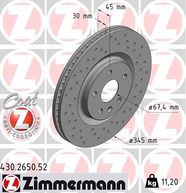 Zimmermann 430.2650.52 - Bremžu diski ps1.lv