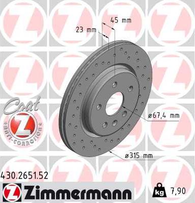 Zimmermann 430.2651.52 - Bremžu diski ps1.lv