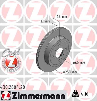 Zimmermann 430.2604.20 - Bremžu diski ps1.lv