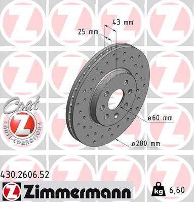 Zimmermann 430.2606.52 - Bremžu diski ps1.lv