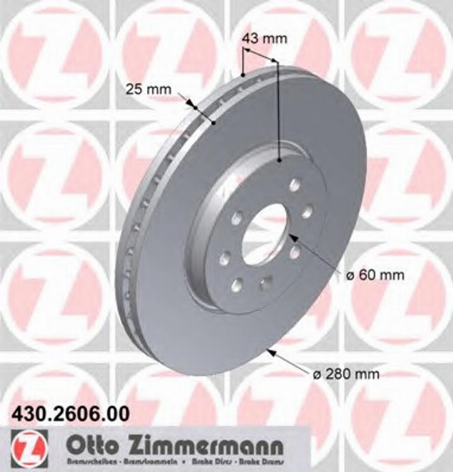 Zimmermann 430.2606.00 - Bremžu diski ps1.lv