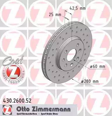 Zimmermann 430.2600.52 - Bremžu diski ps1.lv