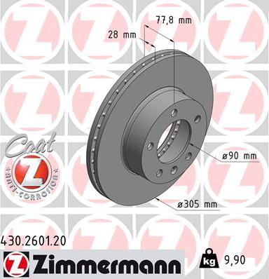 Zimmermann 430.2601.20 - Bremžu diski ps1.lv