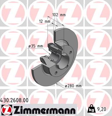 Zimmermann 430.2608.00 - Bremžu diski ps1.lv