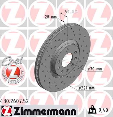 Zimmermann 430.2607.52 - Bremžu diski ps1.lv