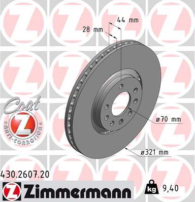 Zimmermann 430.2607.20 - Bremžu diski ps1.lv