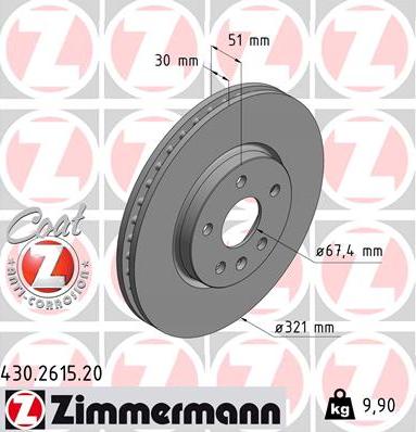 Zimmermann 430.2615.20 - Bremžu diski ps1.lv