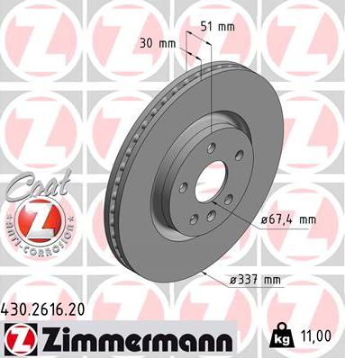 Zimmermann 430.2616.20 - Bremžu diski ps1.lv